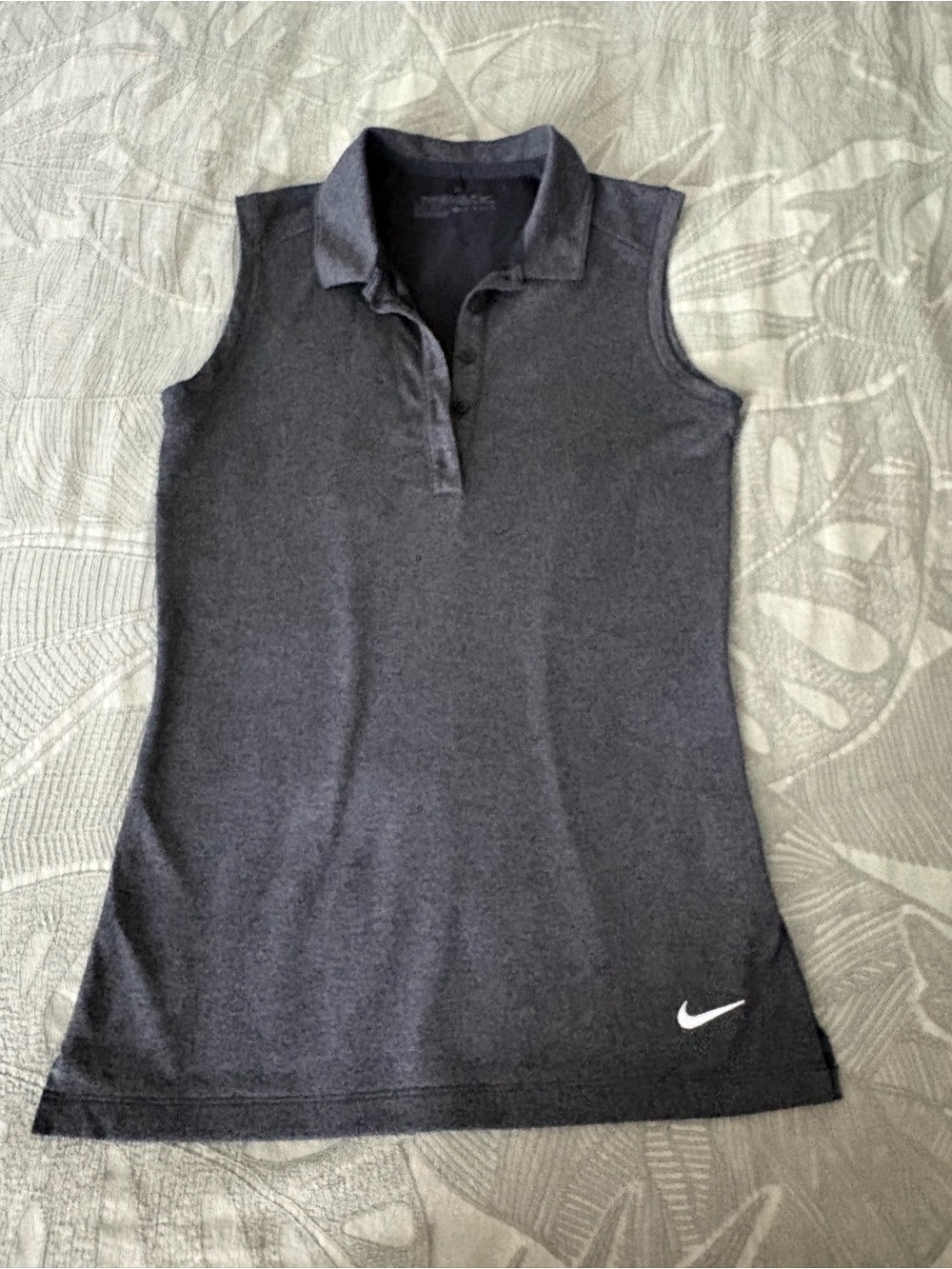 Nike Women’s Sleeveless Polo Golf Tank - Charcoal Gray with White Swoosh